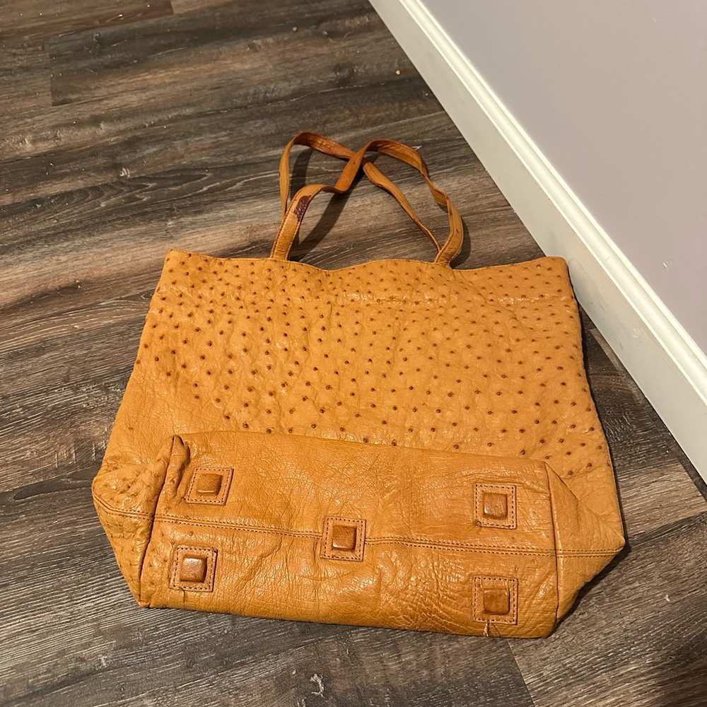 Fatto A Mano Carlos Falchi Ostrich Leather Tote - Picture 4 of 9